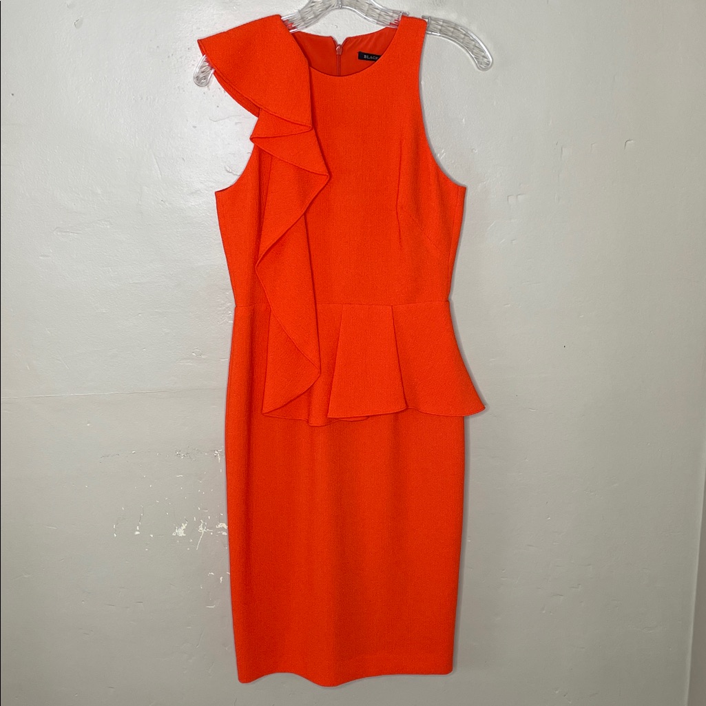 Black Halo Orange Eve Felicia Sheath Dress Sleeveless Classy Polished Nwt Sz 2